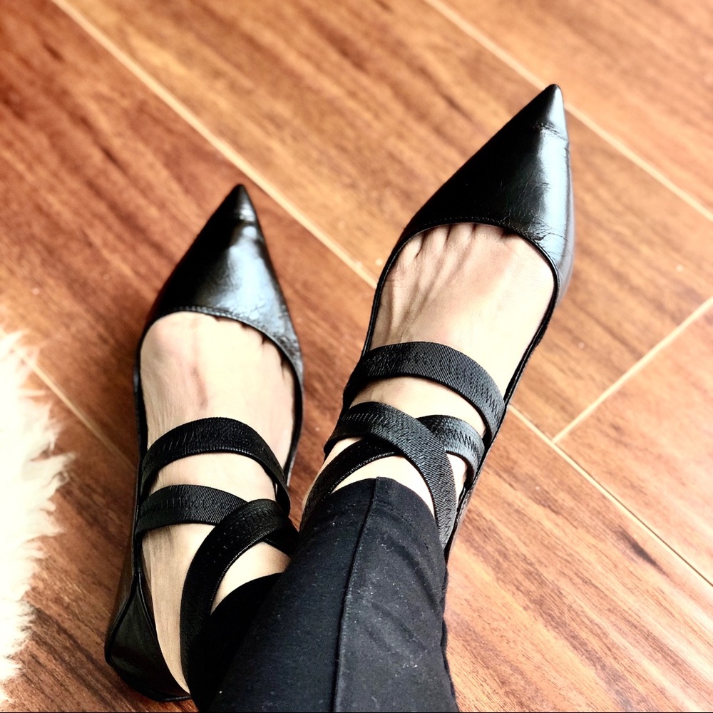 Zara real leather strappy flats
